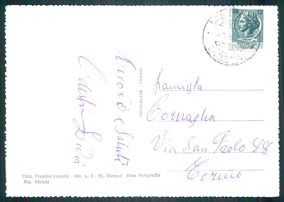 Aosta Saint Vincent Panorama Costumi Foto FG cartolina MZ4446 – retro