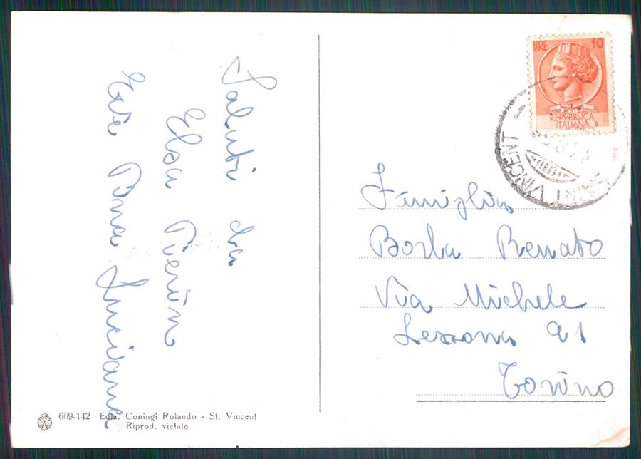 Aosta Saint Vincent Via Chanoux Auto Foto FG cartolina MZ4449 – retro