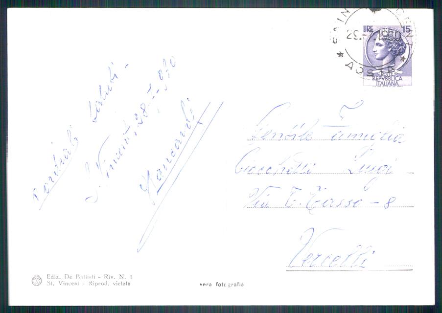 Aosta Saint Vincent Casinò Sale da Gioco Foto FG cartolina MZ4460 – retro
