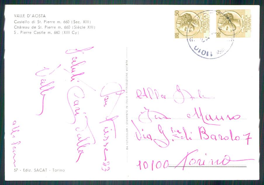 Aosta Saint Pierre Castello Foto FG cartolina MZ4478 – retro