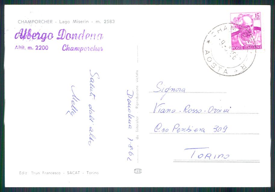 Aosta Champorcher Lago Miserin Foto FG cartolina MZ4509 – retro