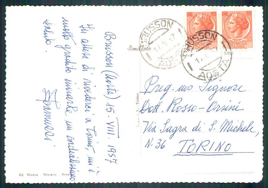 Aosta Brusson Panorama FG cartolina MZ4514 – retro