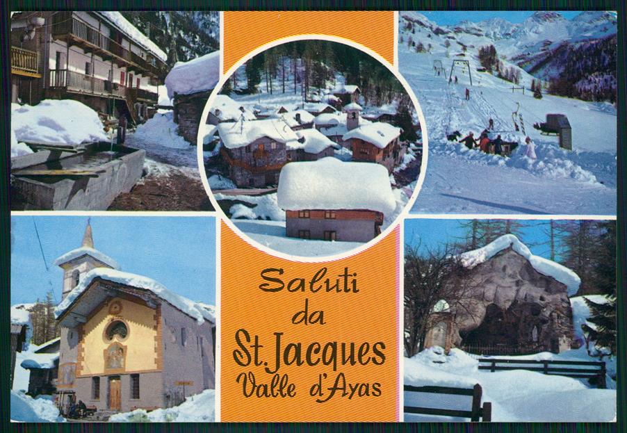 Aosta Ayas Saint Jacques Saluti da Nevicata Foto FG cartolina MZ4528 – fronte