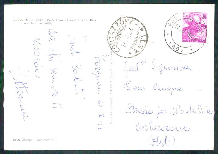 Aosta Torgnon Baita Cien Foto FG cartolina MZ4554 – retro