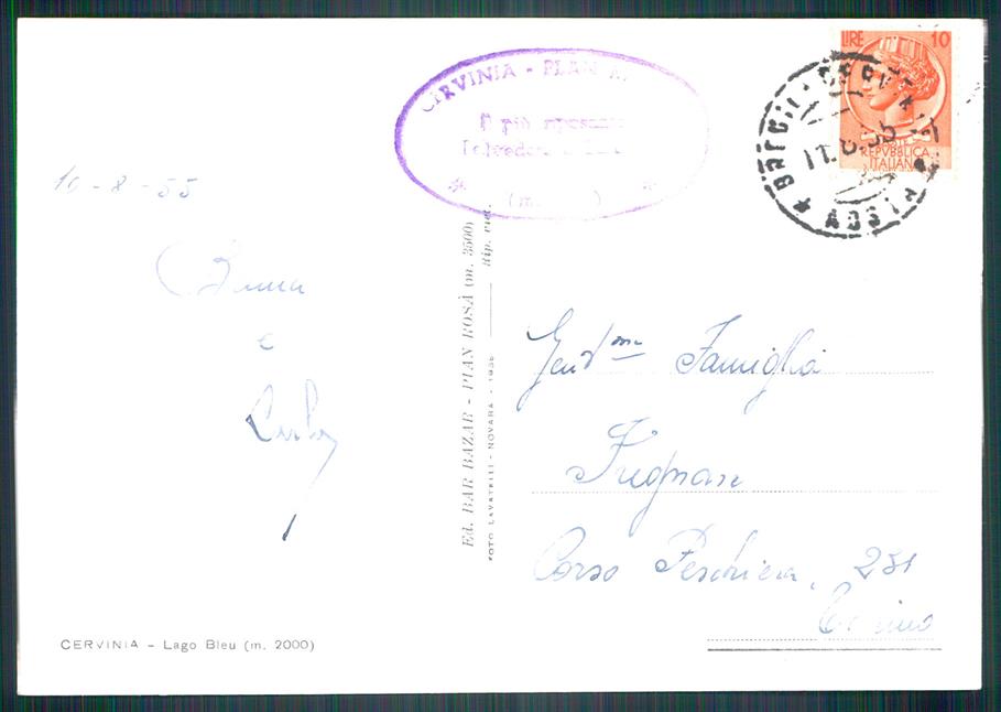 Aosta Valtournanche Cervinia Cervino Foto FG cartolina MZ4587 – retro