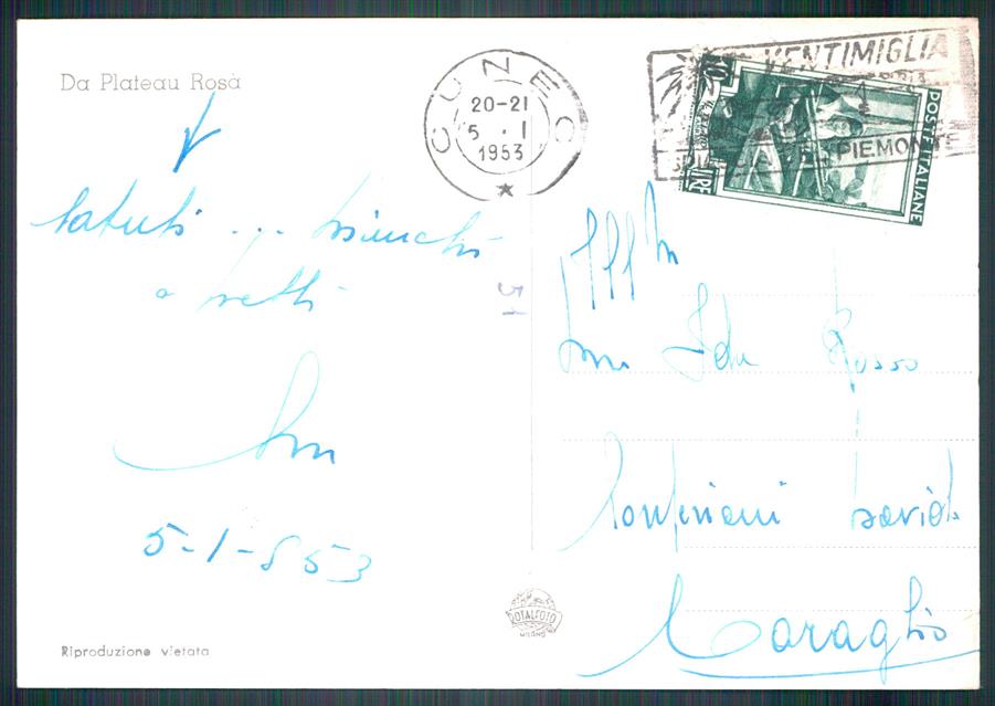 Aosta Valtournanche Plateau Rosà Foto FG cartolina MZ4613 – retro