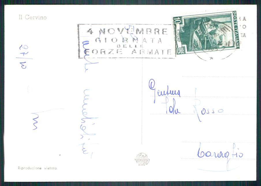 Aosta Valtournanche Cervino Nevicata Foto FG cartolina MZ4616 – retro