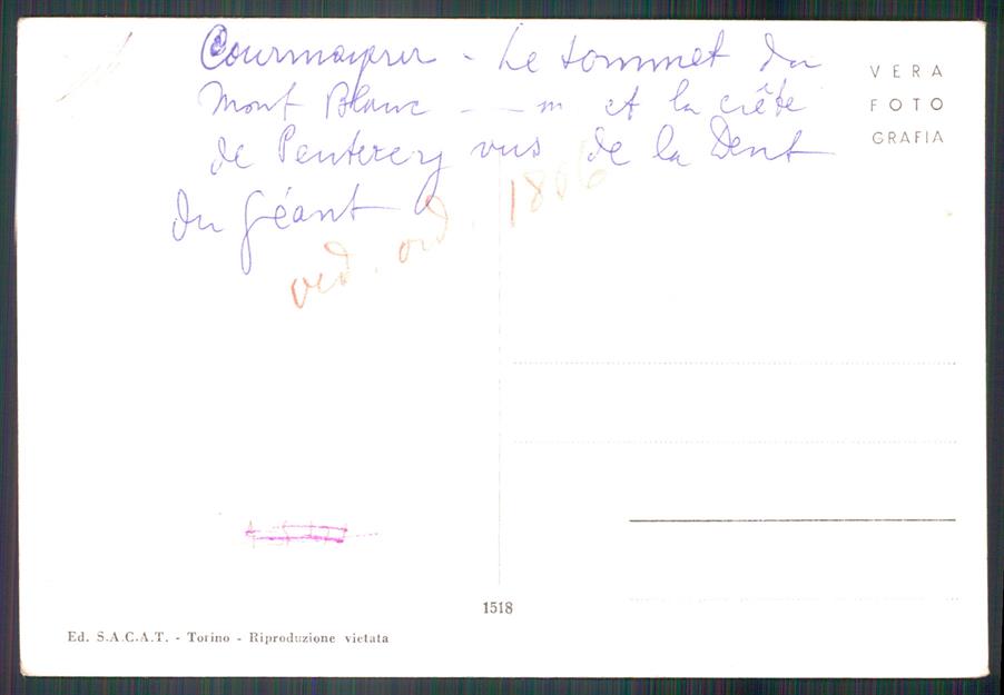 Aosta Courmayeur Catena Monte Bianco Cresta Peuterey Foto FG cartolina MZ4631 – retro