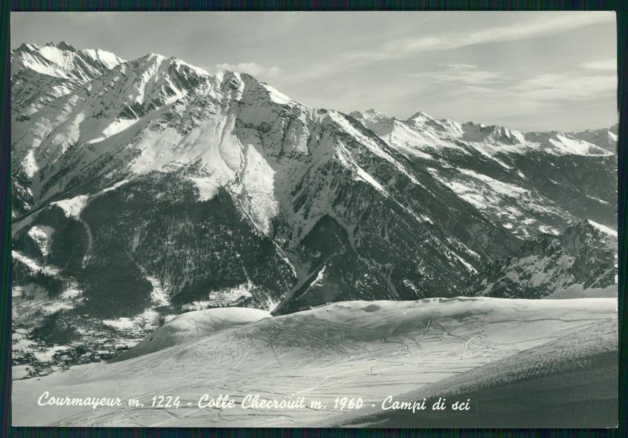 Aosta Courmayeur Colle Checrouit Campi da Sci Foto FG cartolina MZ4640 – fronte