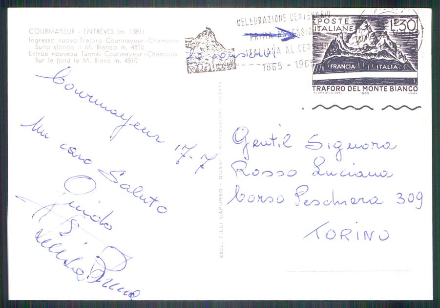 Aosta Courmayeur Entreves Traforo Auto Ape Piaggio Foto FG cartolina MZ4645 – retro