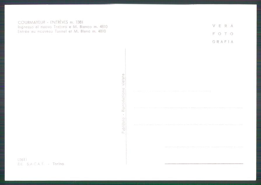 Aosta Courmayeur Entreves Traforo Auto Foto FG cartolina MZ4647 – retro