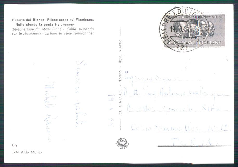 Aosta Courmayeur Funivia del Bianco Foto FG cartolina MZ4655 – retro