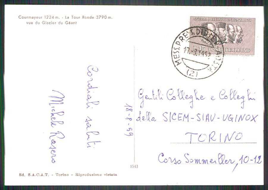 Aosta Courmayeur Tour Ronde Ghiacciaio del Gigante Foto FG cartolina MZ4657 – retro