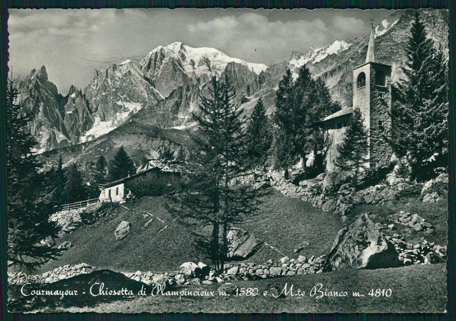 Aosta Courmayeur Chiesetta Plampincieux Monte Bianco Foto FG cartolina MZ4660 – fronte
