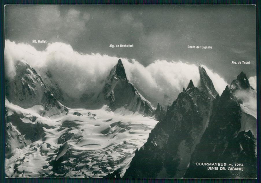 Aosta Courmayeur Dente del Gigante Mappa Foto FG cartolina MZ4668 – fronte
