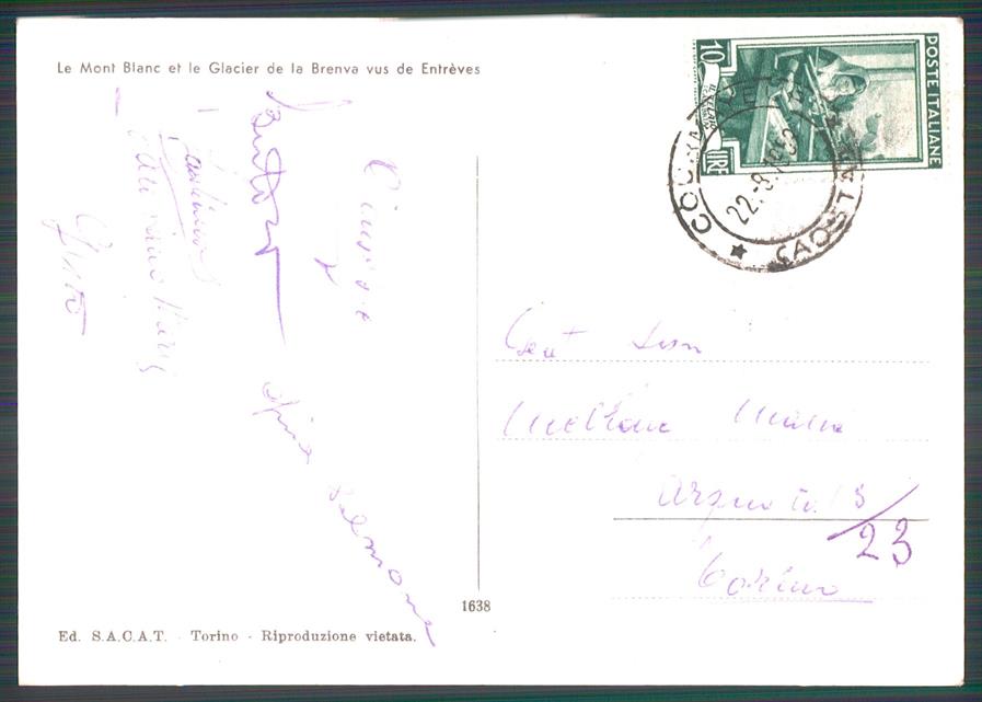 Aosta Courmayeur Monte Bianco Ghiacciai della Brenva Foto FG cartolina MZ4678 – retro