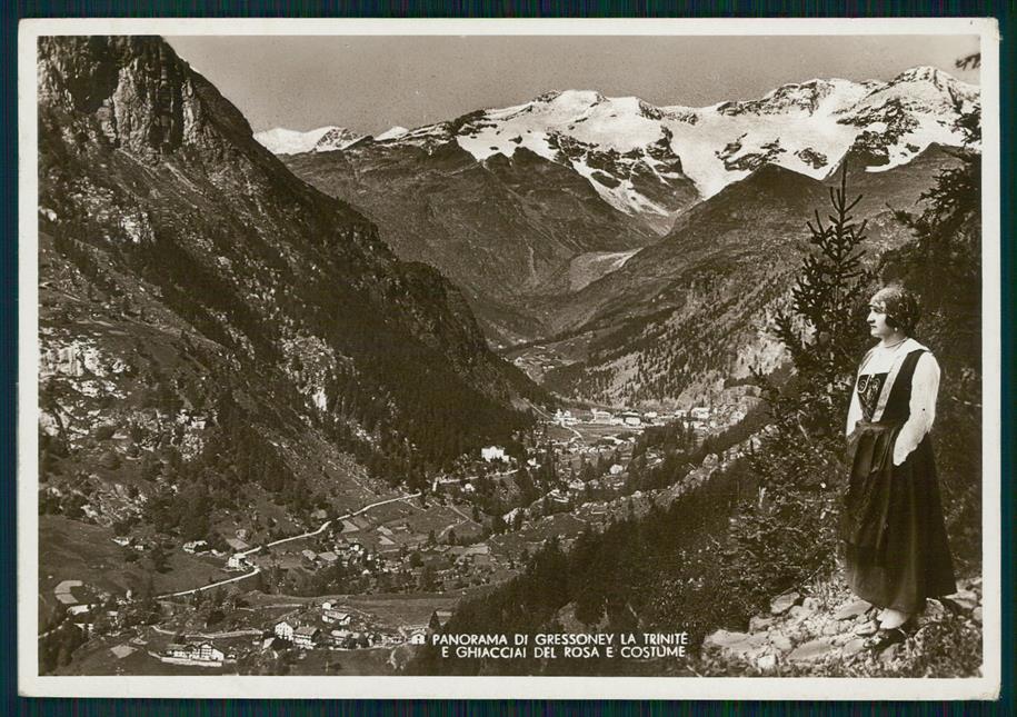 Aosta Gressoney La Trinitè Costume Ghiacciai del Rosa Foto FG cartolina MZ4700 – fronte