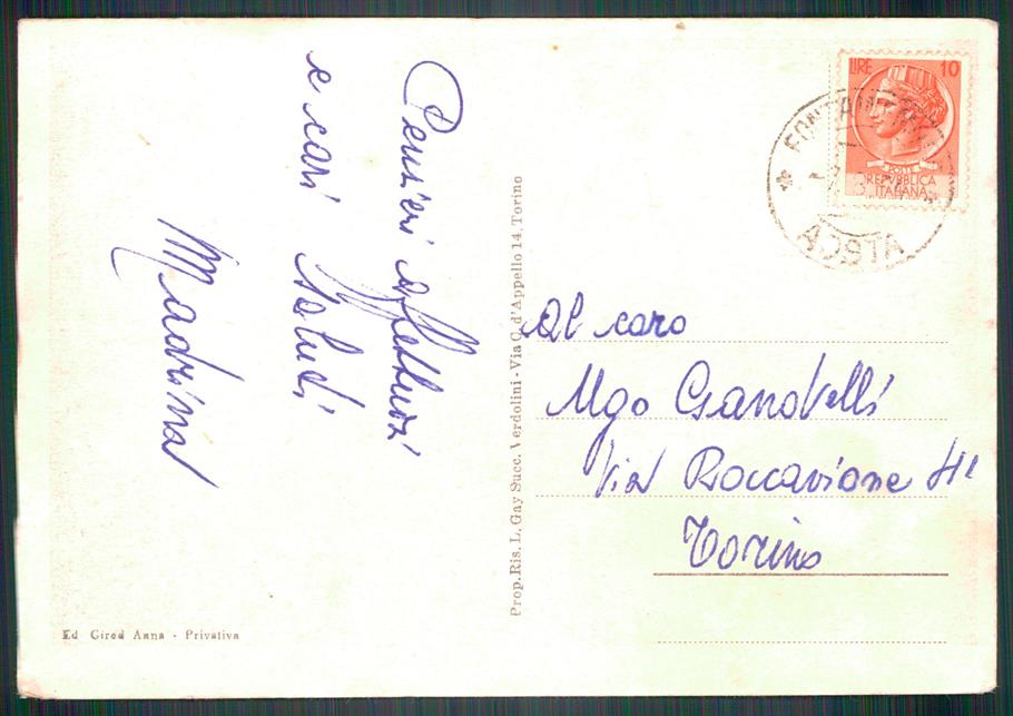 Aosta Fontainemora FG cartolina MZ4707 – retro