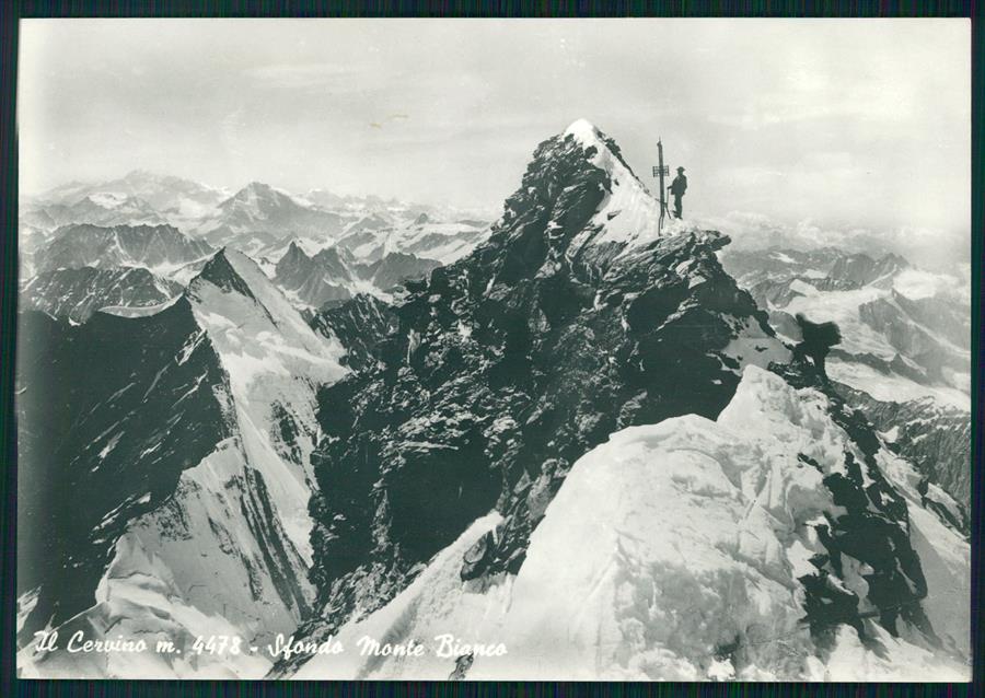 Aosta Monte Cervino sfondo Monte Bianco Alpinismo Foto FG cartolina MZ4713 – fronte