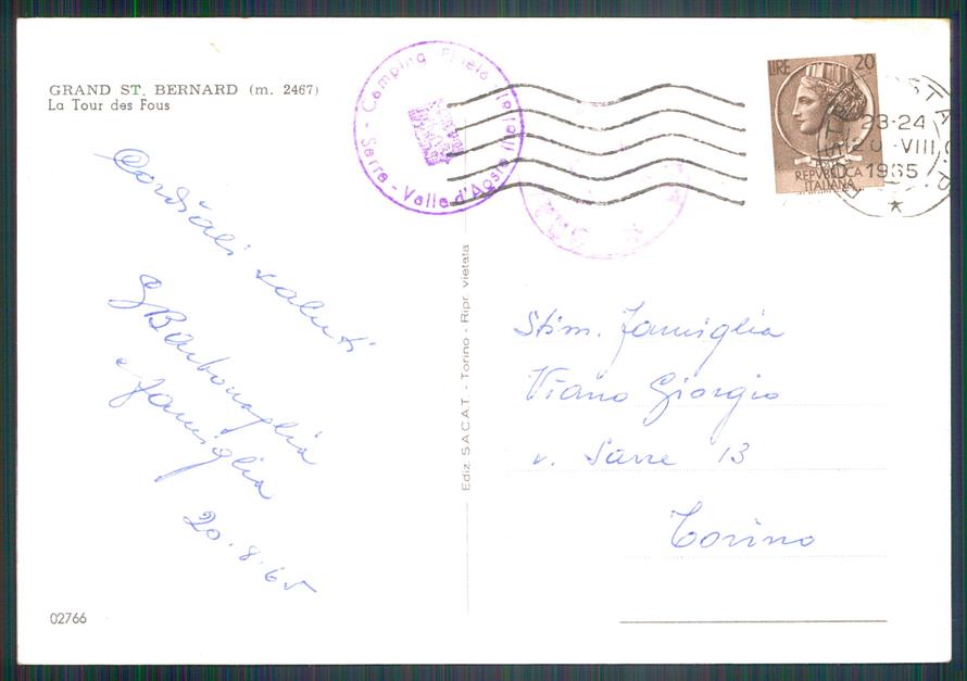 Aosta Gran San Bernardo Tour des Fous Foto FG cartolina MZ4737 – retro
