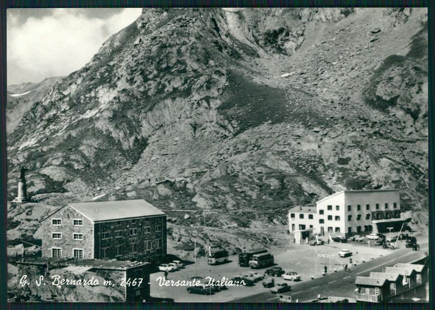 Aosta Gran San Bernardo Versante Italiano Auto Foto FG cartolina MZ4739 – fronte