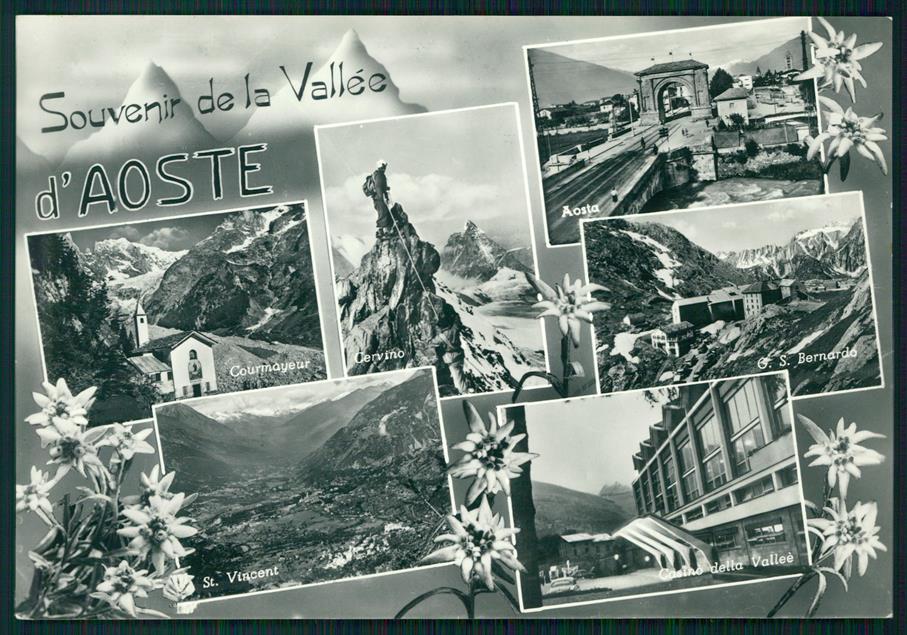 Aosta Valle di Mappa Stelle Alpine Foto FG cartolina MZ4748 – fronte