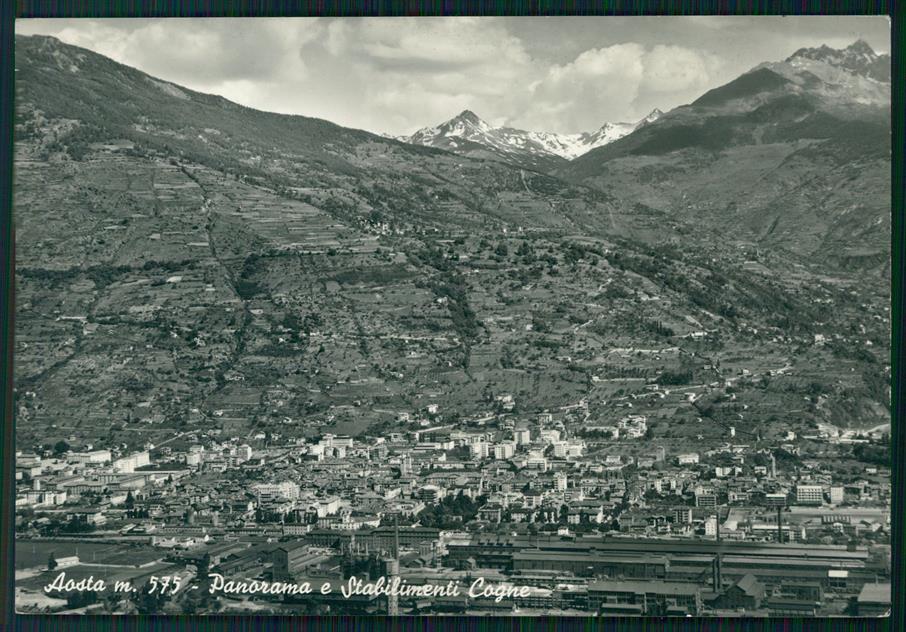 Aosta città Panorama e Stabilimenti Cogne Foto FG cartolina MZ4749 – fronte