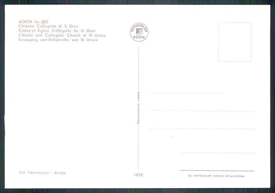Aosta città Chiesa San Orso Foto FG cartolina MZ4755 – retro