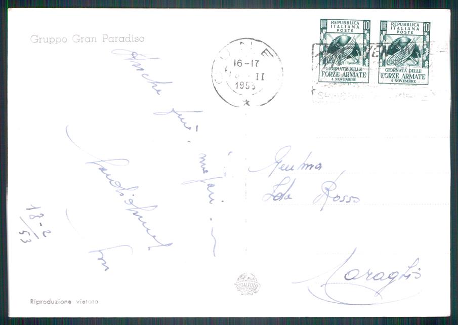 Aosta Cogne Gruppo Gran Paradiso Foto FG cartolina MZ4775 – retro