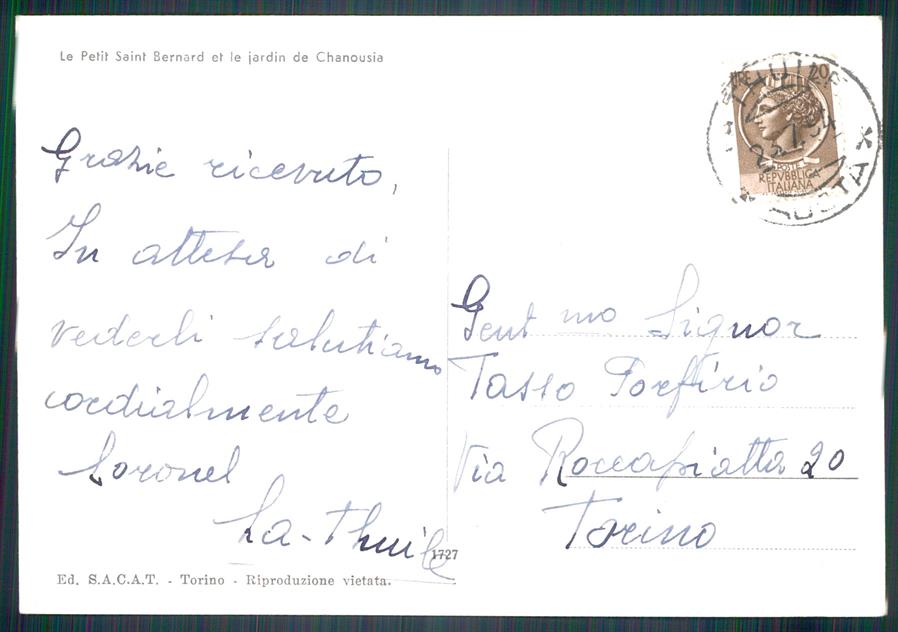 Aosta La Thuile Piccolo San Bernardo Cani Foto FG cartolina MZ4785 – retro
