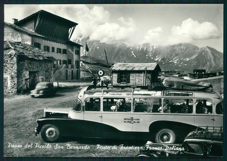 Aosta Passo Piccolo San Bernardo Frontiera Corriera Foto FG cartolina MZ4788 – fronte