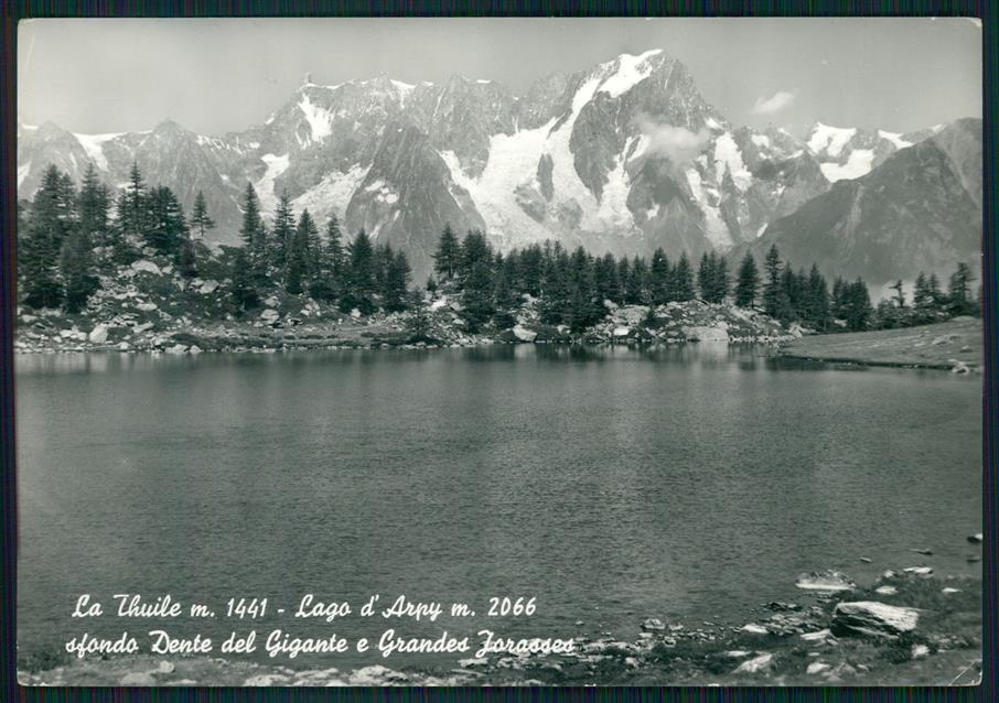 Aosta La Thuile Lago Arpy Dente del Gigante Jorasses Foto FG cartolina MZ4790 – fronte