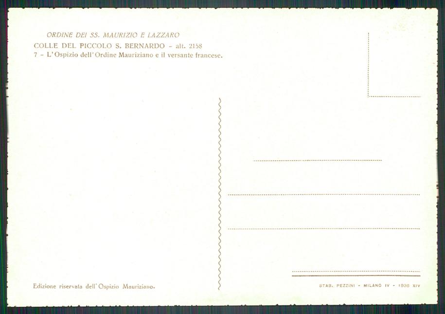 Aosta Colle Piccolo San Bernardo Ospizio Mauriziano FG cartolina MZ4798 – retro