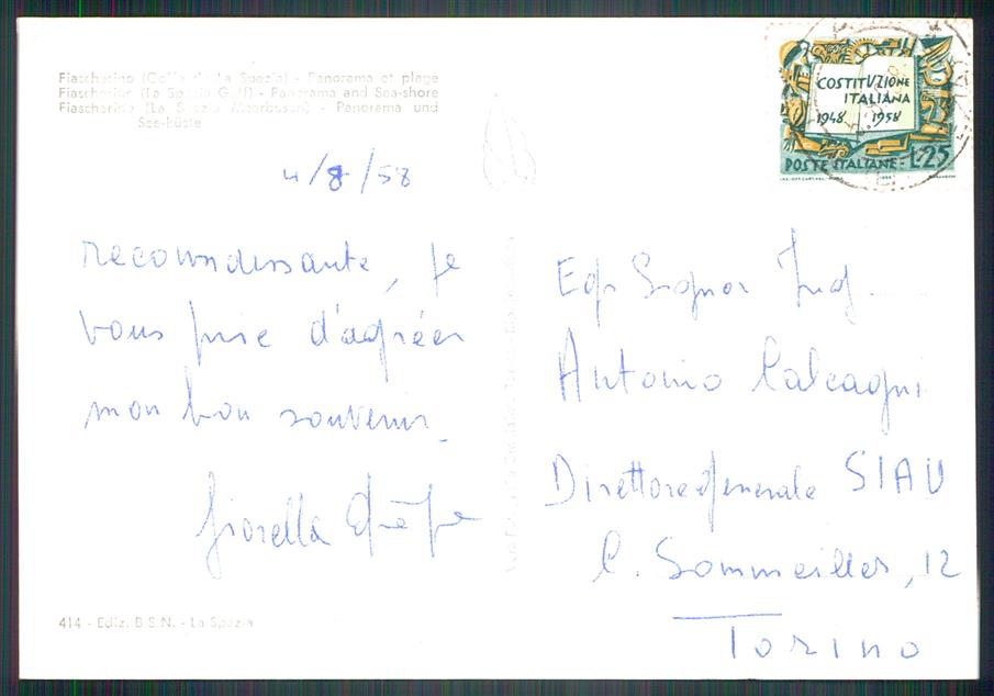 La Spezia Fiascherino Golfo della Spezia Foto FG cartolina MZ4807 – retro