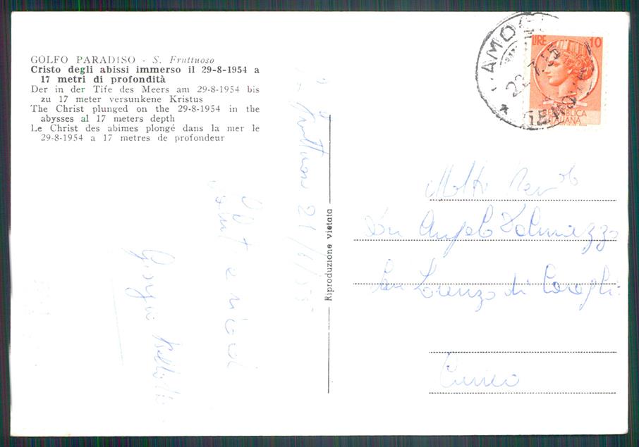 Genova Camogli San Fruttuoso Cristo degli Abissi Foto FG cartolina MZ4816 – retro