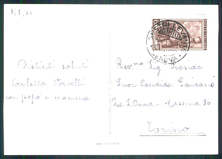 Genova Sestri Levante Viale XX Settembre Auto Foto FG cartolina MZ4824 – retro