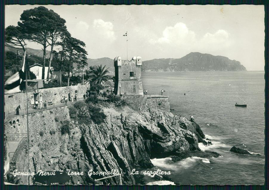 Genova Nervi Torre Groppello PIEGATA Foto FG cartolina MZ4826 – fronte