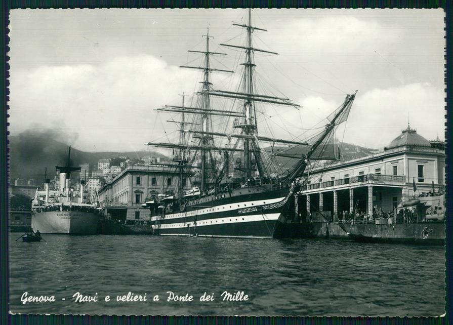 Genova città Ponte dei Mille Navi Velieri Foto FG cartolina MZ4832 – fronte