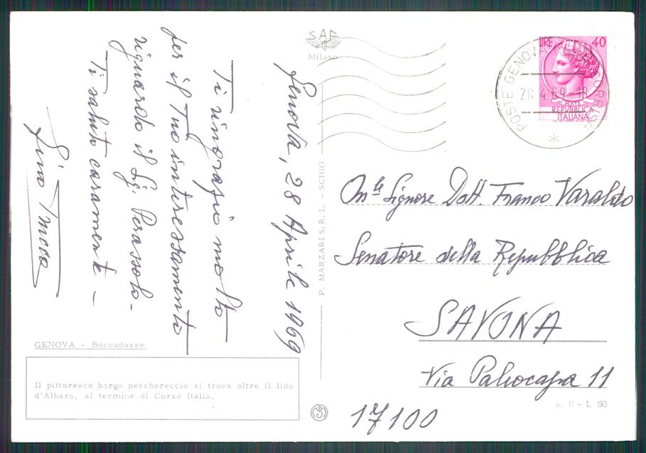 Genova Boccadasse Borgo Peschereccio Foto FG cartolina MZ4840 – retro