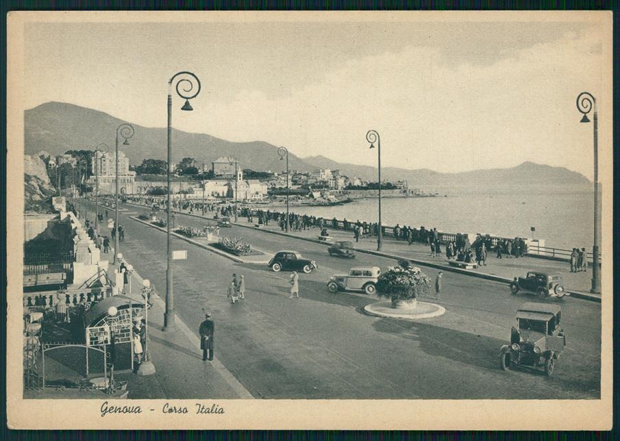 Genova città Corso Italia Auto FG cartolina MZ4842 – fronte