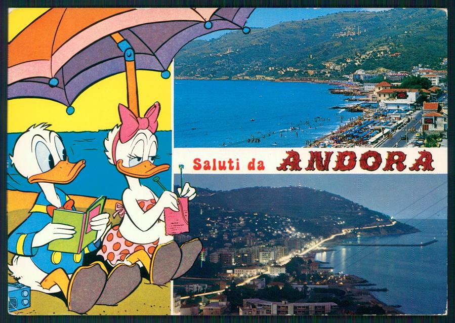 Savona Andora Saluti da Walt Disney PIEGATA Foto FG cartolina MZ4900 – fronte