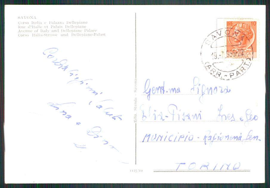 Savona città Corso Italia FG cartolina MZ4905 – retro