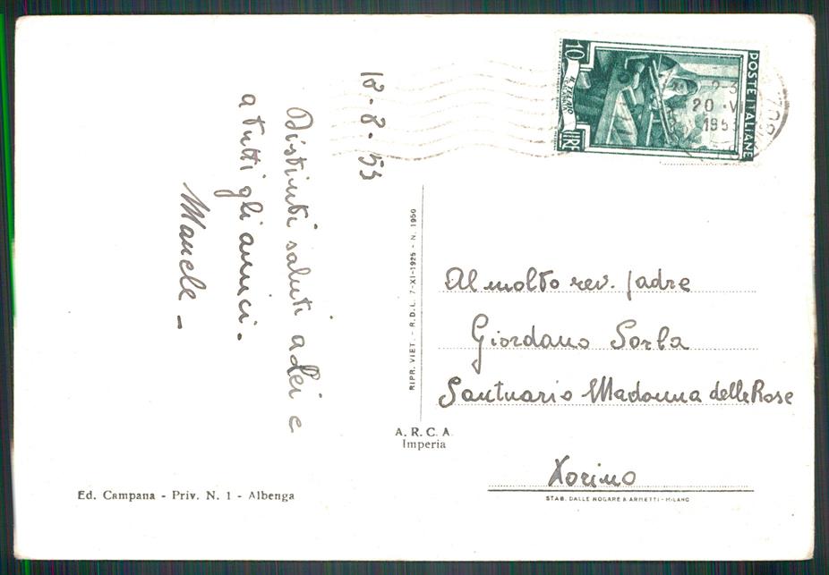 Savona Albenga Piazza San Michele FG cartolina MZ4911 – retro