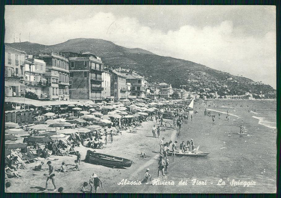 Savona Alassio Spiaggia Barche FG cartolina MZ4913 – fronte