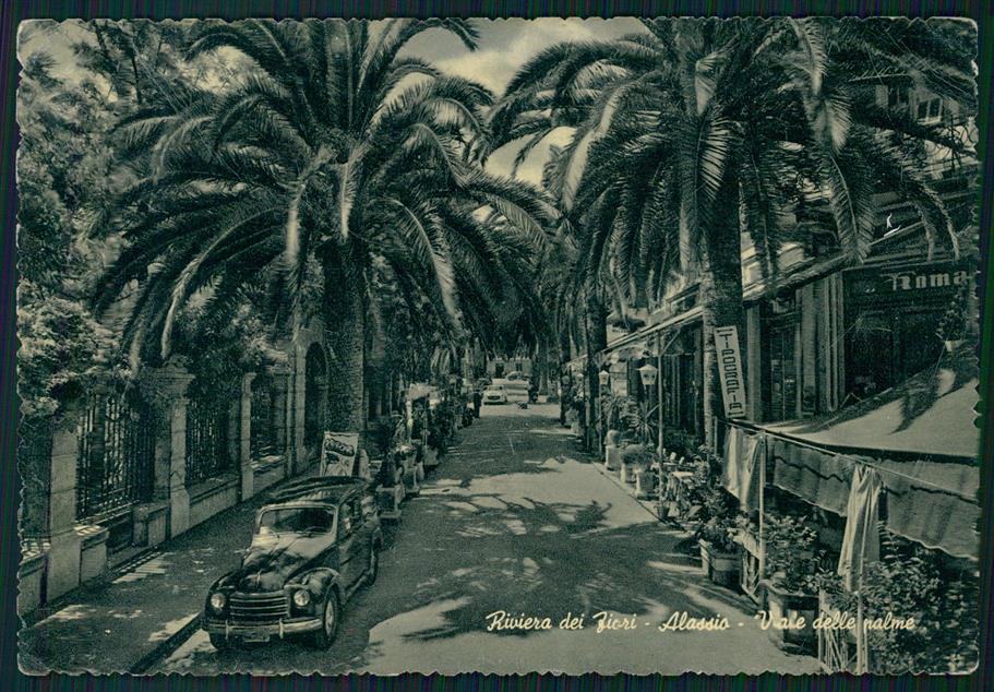 Savona Alassio Viale delle Palme Auto FG cartolina MZ4916 – fronte