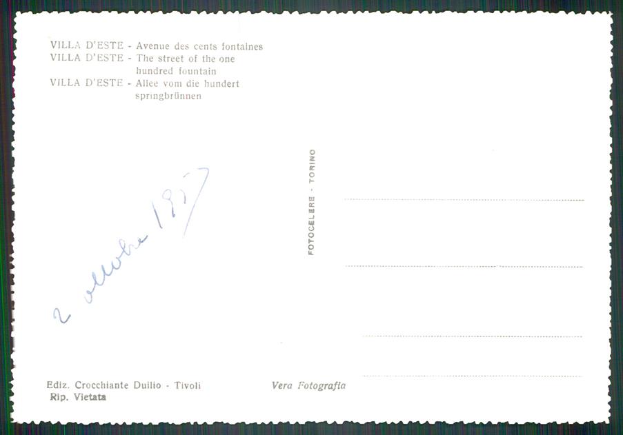 Roma Tivoli Viale delle Cento Fontane Foto FG cartolina MZ4924 – retro