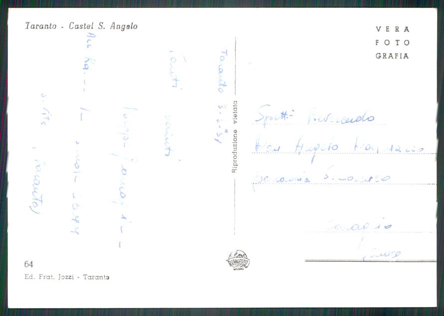 Taranto città Castel Sant'Angelo Barca Foto FG cartolina MZ4931 – retro