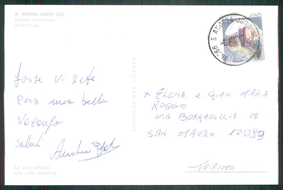 Catanzaro Sant'Andrea Jonio FG cartolina MZ4936 – retro