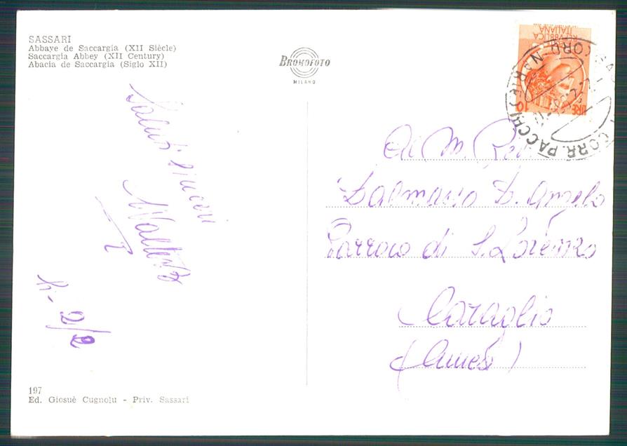 Sassari città Abbazia di Saccargia Foto FG cartolina MZ4947 – retro