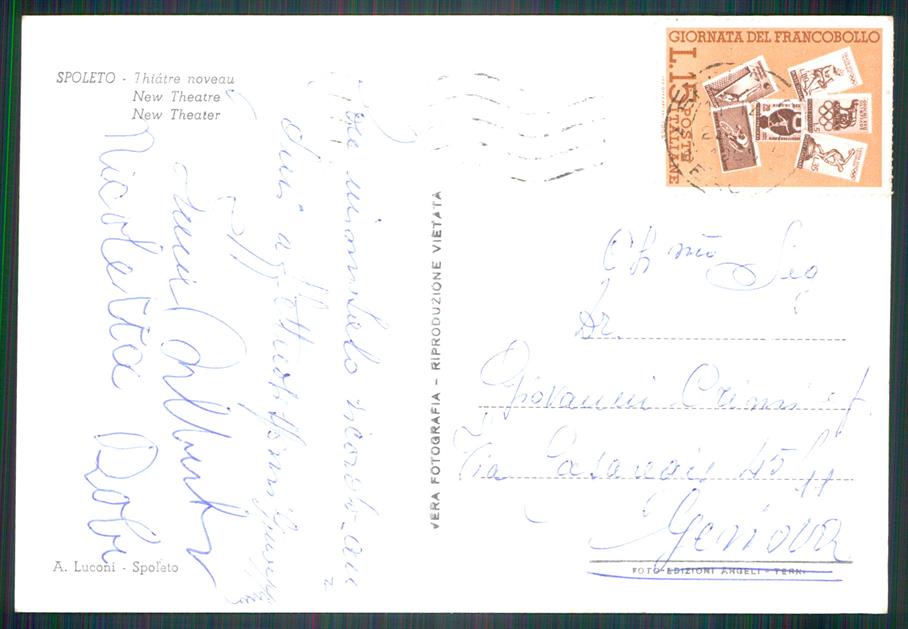 Perugia Spoleto Teatro Nuovo Foto FG cartolina MZ4994 – retro